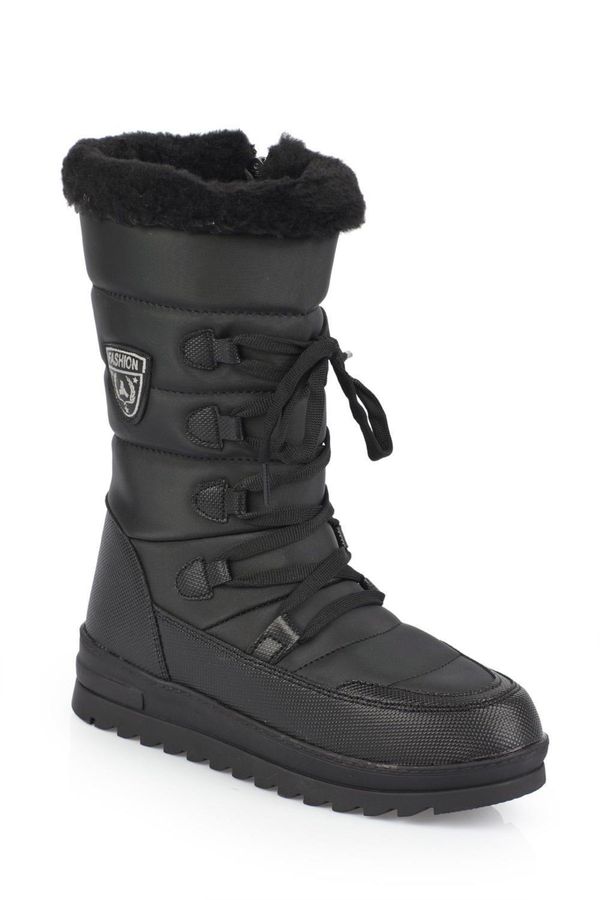 Capone Outfitters Capone Outfitters Trak Sole Women's Snow Boots with Side Zippered Collar Furry Laced Parachute Fabric