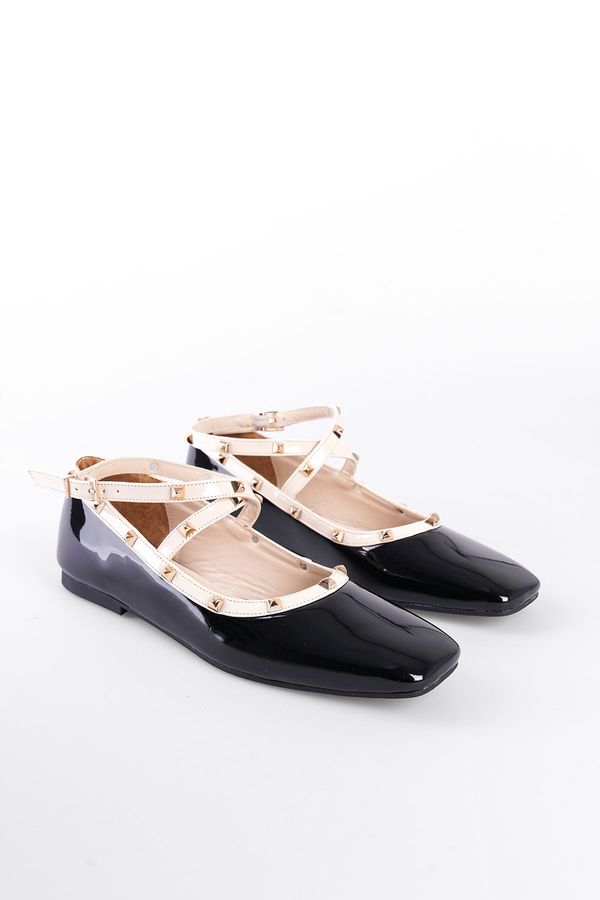 Capone Outfitters Capone Outfitters Troked Women's Ballerinas with Ankle Strap