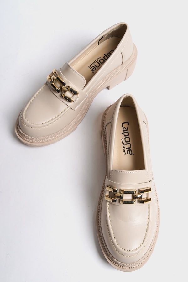 Capone Outfitters Capone Outfitters Women's Gold Buckle Detailed Loafer
