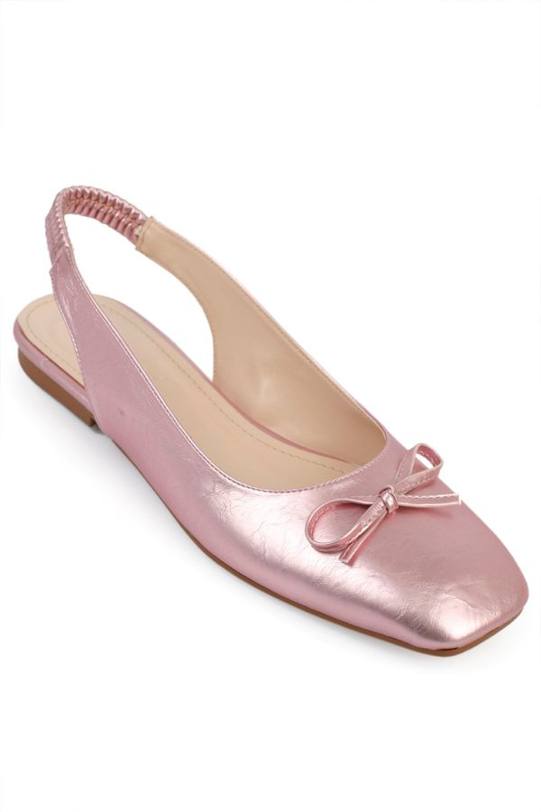 Capone Outfitters Capone Outfitters Women's Open Back Flat Toe Bow Detailed Elastic Back Flats