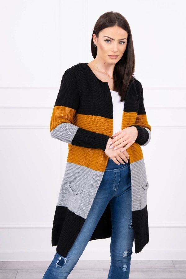 Kesi Cardigan sweater black+mustard