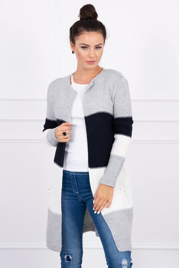 Kesi Cardigan sweater on straps gray+navy blue