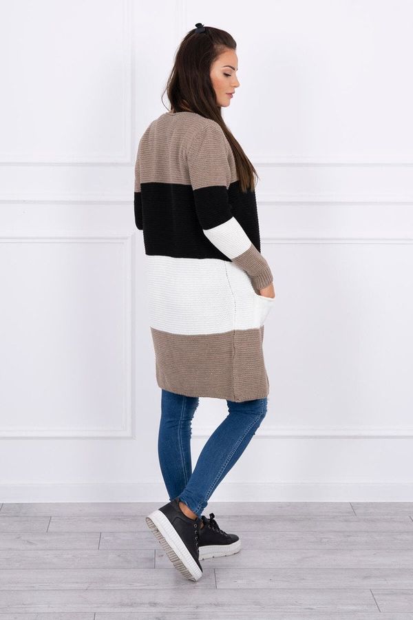 Kesi Cardigan sweater with straps cappuccino+black