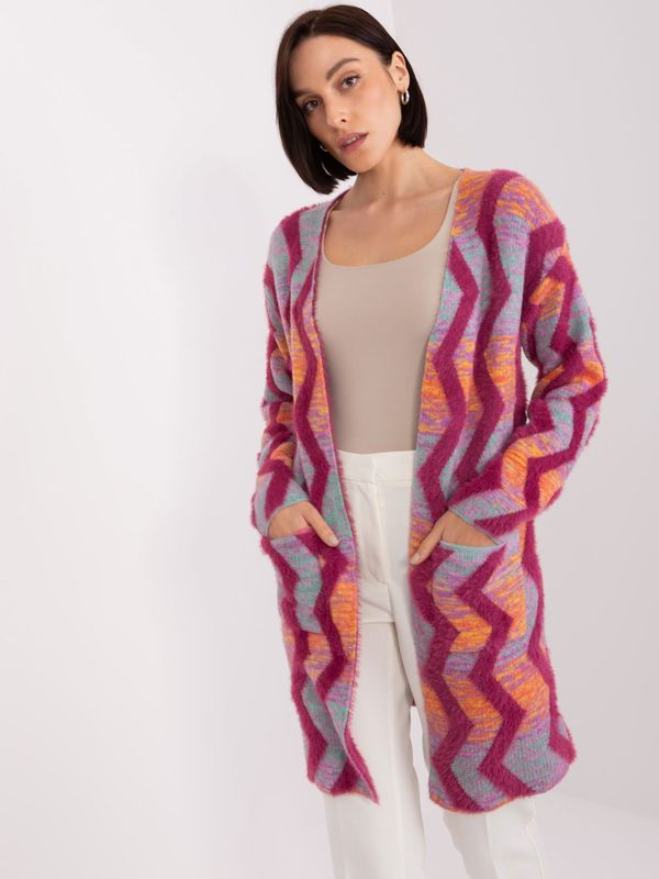 Fashionhunters Cardigan with fuchsia pattern and pockets