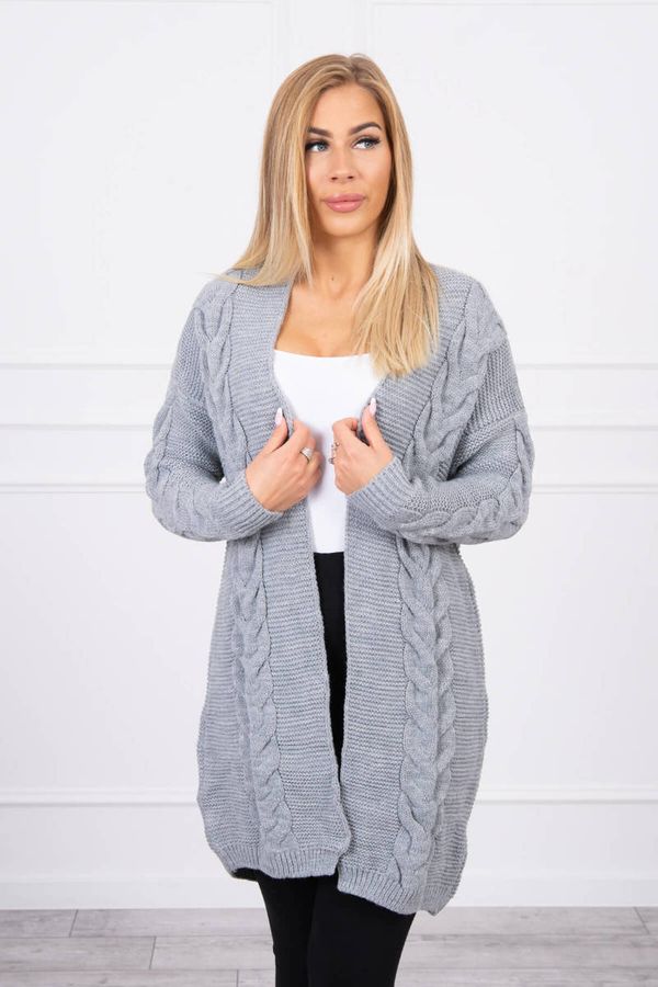 Kesi Cardigan woven braid sweater gray