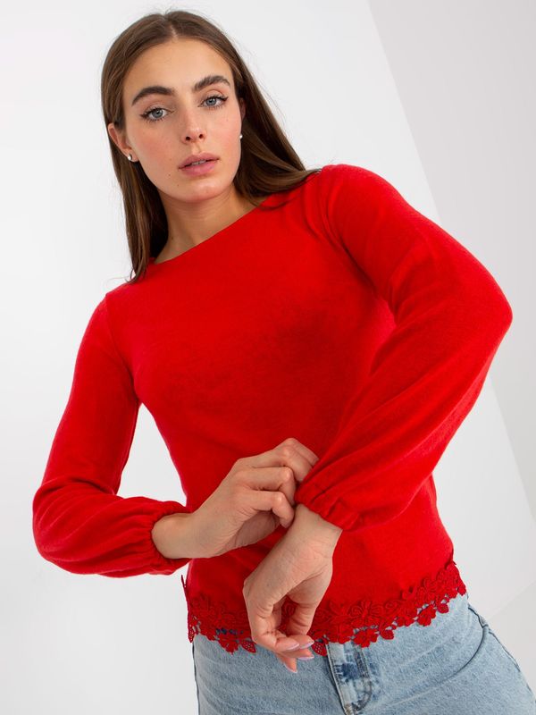 Fashionhunters Casual red blouse with a round neckline
