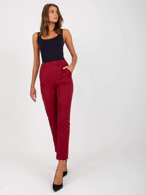 Fashionhunters Chestnut women's trousers made of material