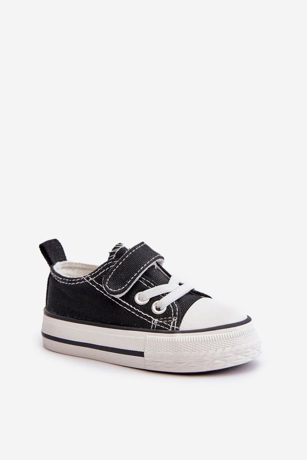 Kesi Children's canvas Velcro sneakers - black Daloma