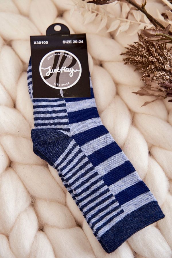 Kesi Children's classic socks with stripes and stripes of dark blue