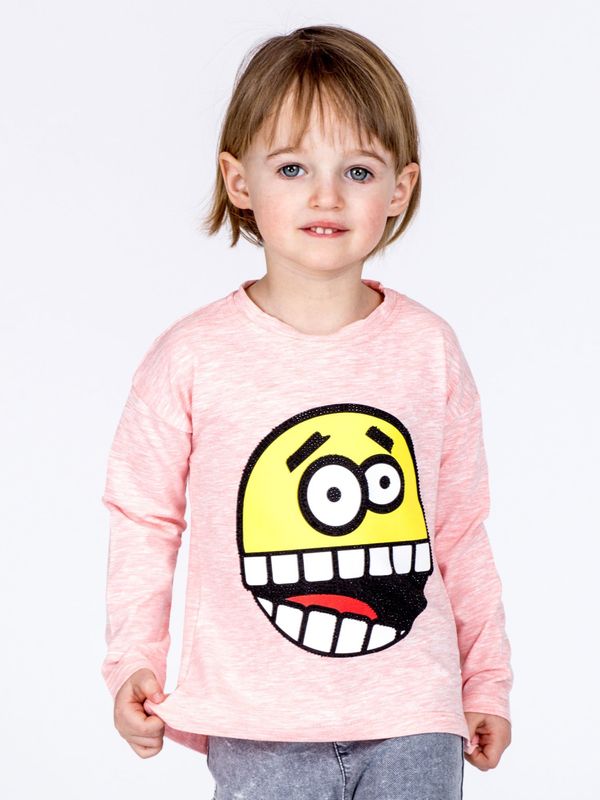 Fashionhunters Children's cotton blouse with pink emoticon print