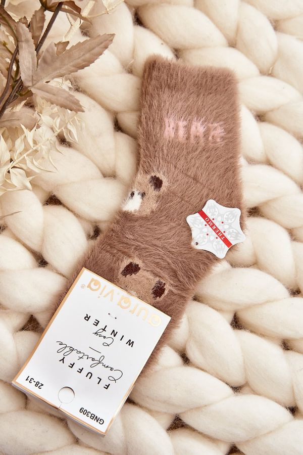 Kesi Children's fur socks with brown teddy bears