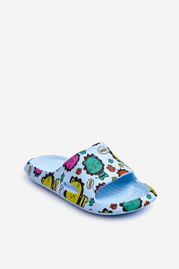 Kesi Children's lightweight foam slippers Lion Motif Blue Esther