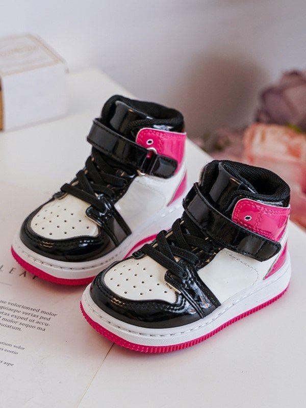Kesi Children's pink and white patented sports shoes Milara