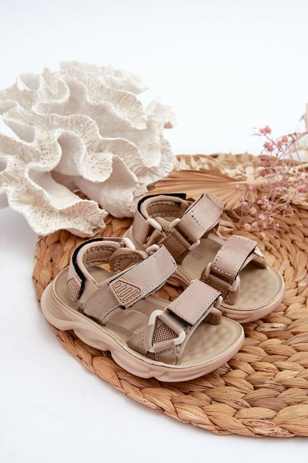 Kesi Children's sandals with hook-and-loop fastening, beige Orretta