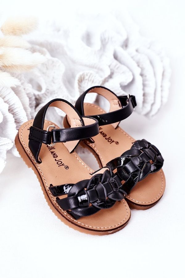 Kesi Children's sandals with snake pattern black baxlee