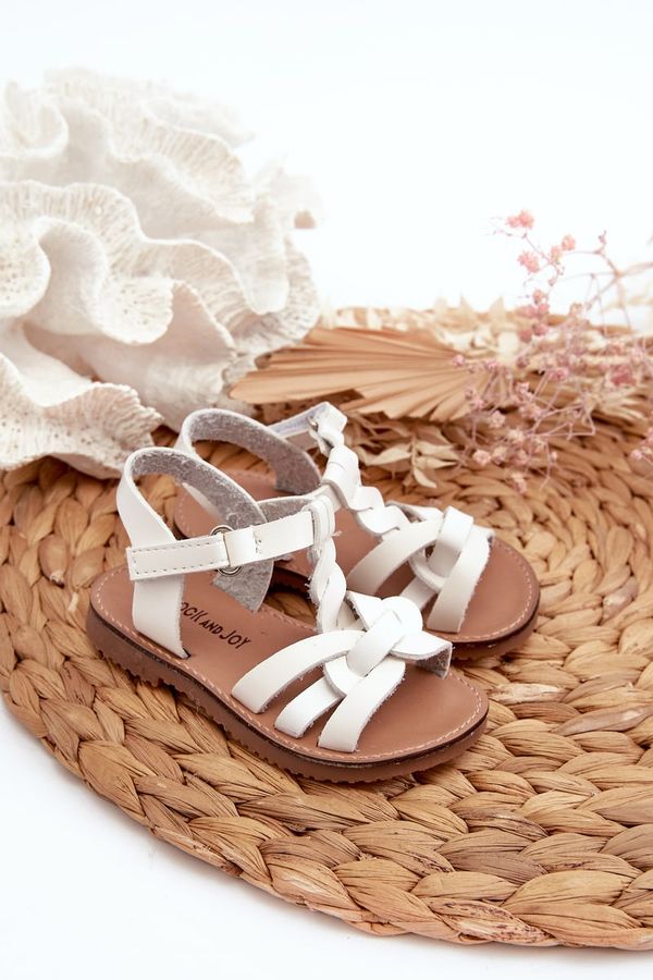Kesi Children's sandals with velcro fastening, white Marimona