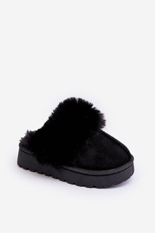 Kesi Children's slippers with fur, Black Birasta