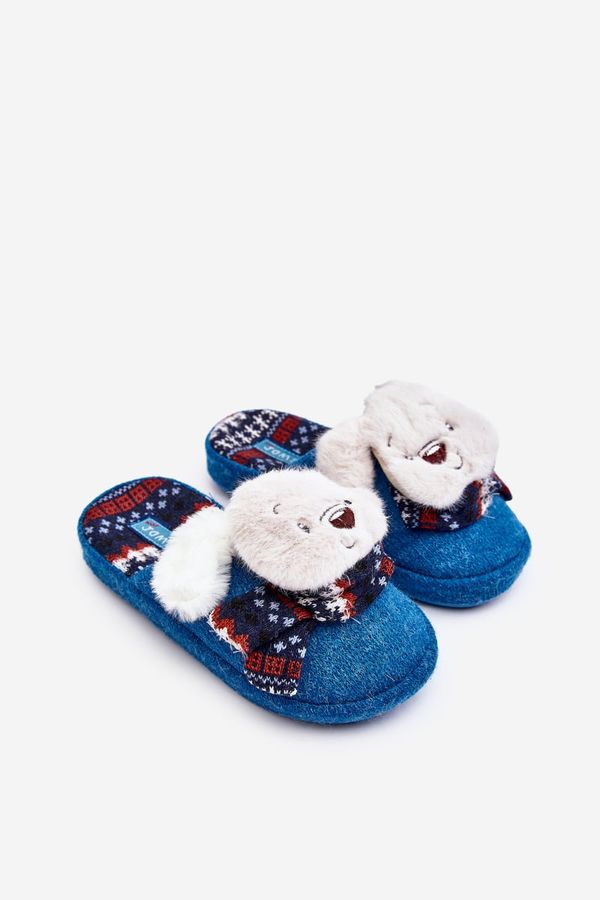 Kesi Children's slippers with thick soles with teddy bear, blue, Dasca