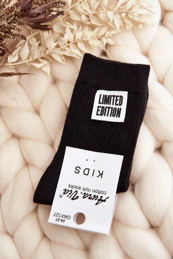Kesi Children's smooth socks with appliqué, black