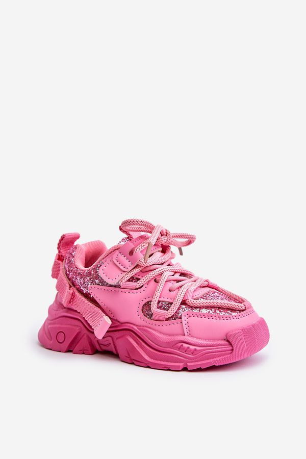 Kesi Children's sneakers decorated with sequins pink Liatoma