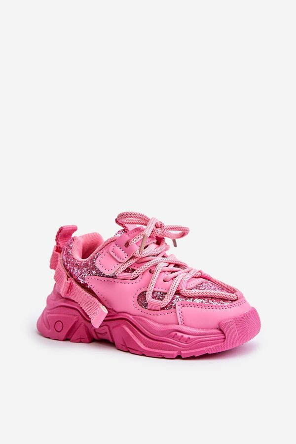 Kesi Children's sneakers decorated with sequins pink Liatoma