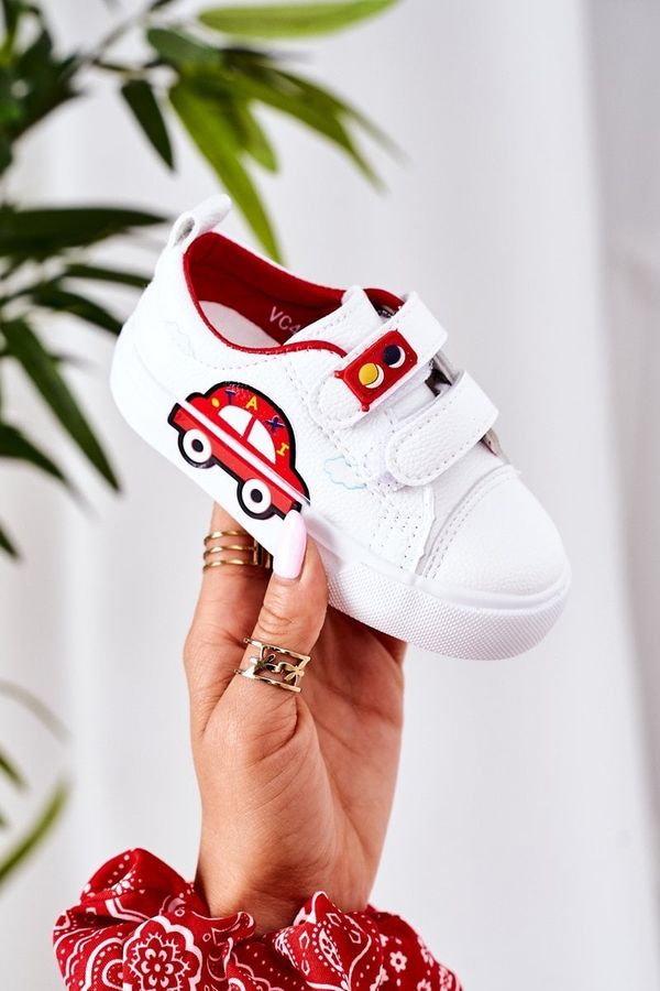 Kesi Children's sneakers with Velcro white-red taxi