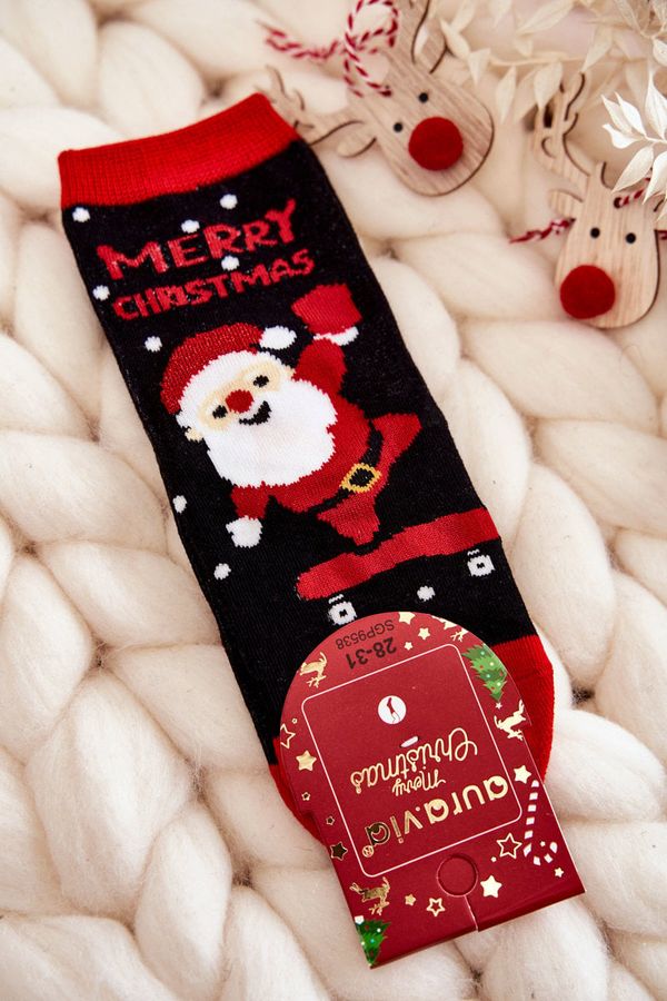 Kesi Children's socks "Merry Christmas" Nicholas Black and Red
