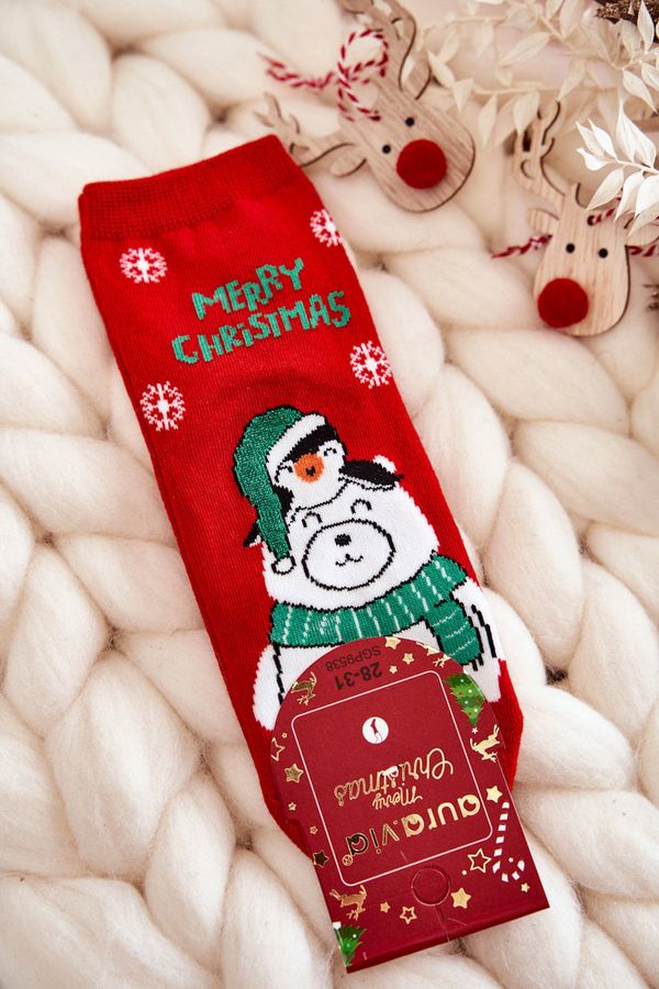 Kesi Children's socks "Merry Christmas" Polar bear red