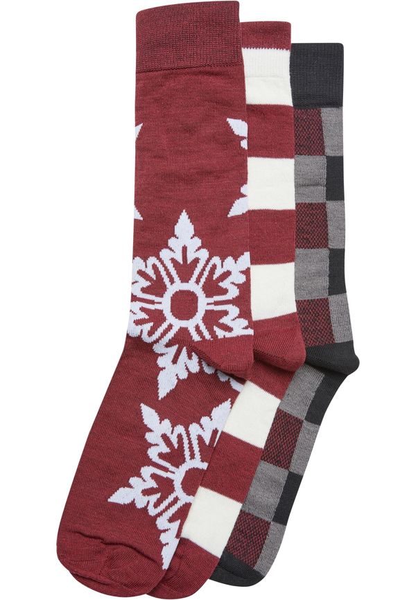 Urban Classics Accessoires Christmas socks Snowflake 3-pack - burgundy