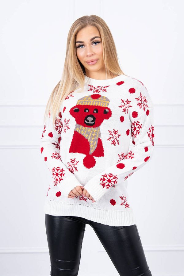 Kesi Christmas sweater with bear ecru