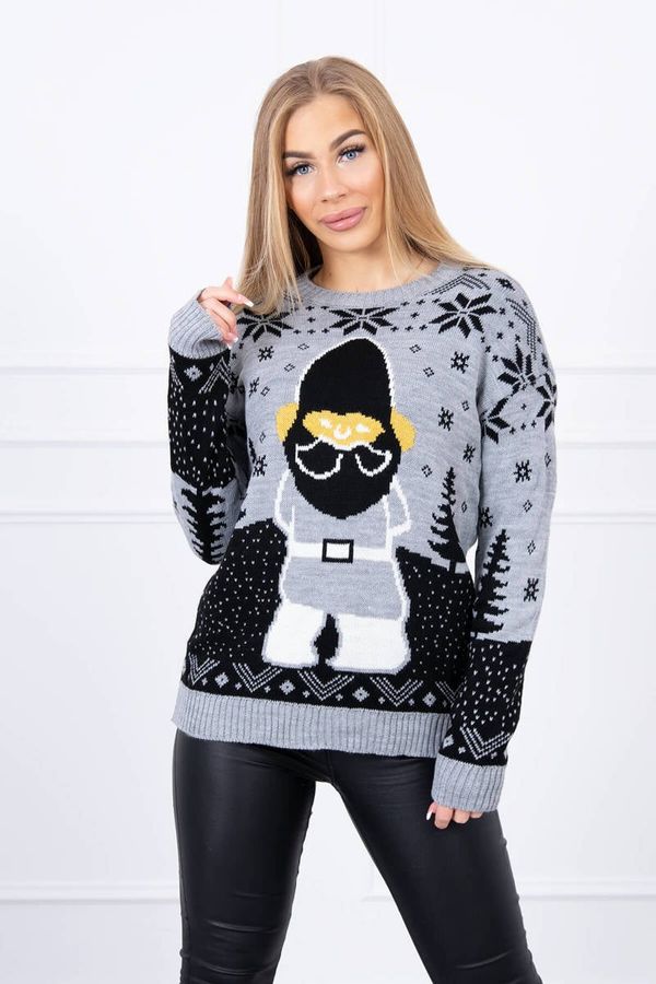 Kesi Christmas sweater with Santa Claus gray