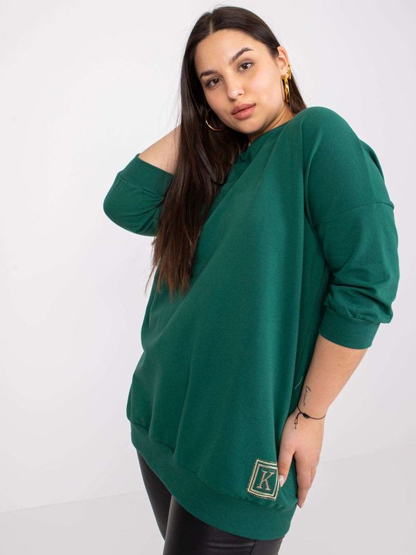 Fashionhunters Ciemnozielona długa blouse plus size Odile