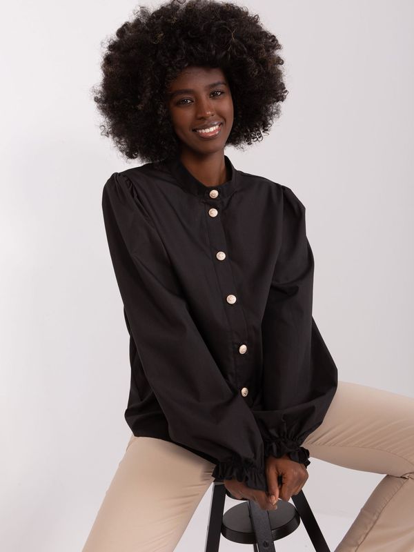 Fashionhunters Classic black shirt with puff sleeves