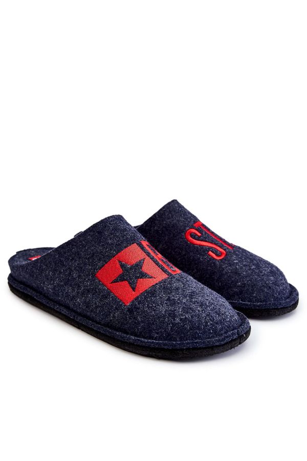 BIG STAR SHOES Classic men's slippers Big Star KK176002 Navy blue