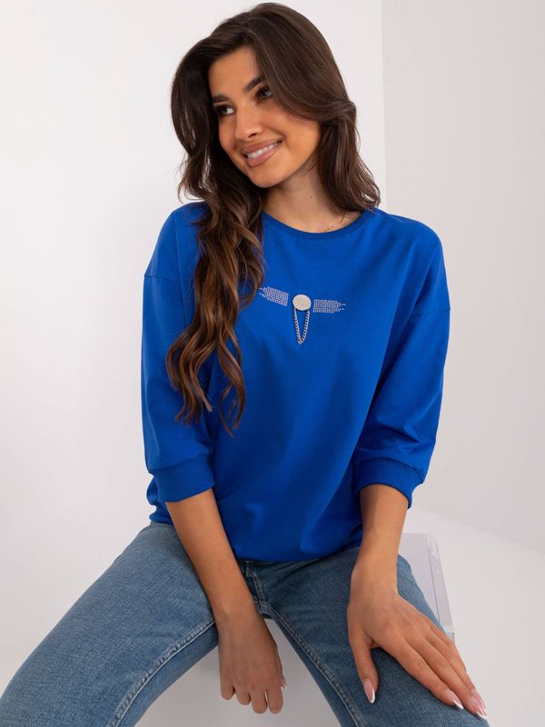 Fashionhunters Cobalt Blue Casual Oversize Women's Blouse