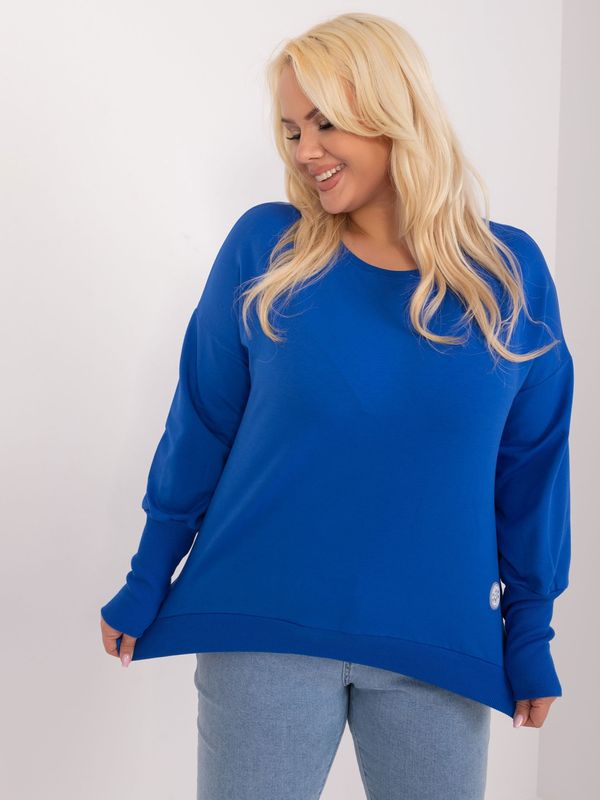 Fashionhunters Cobalt blue women's oversized blouse with cuffs