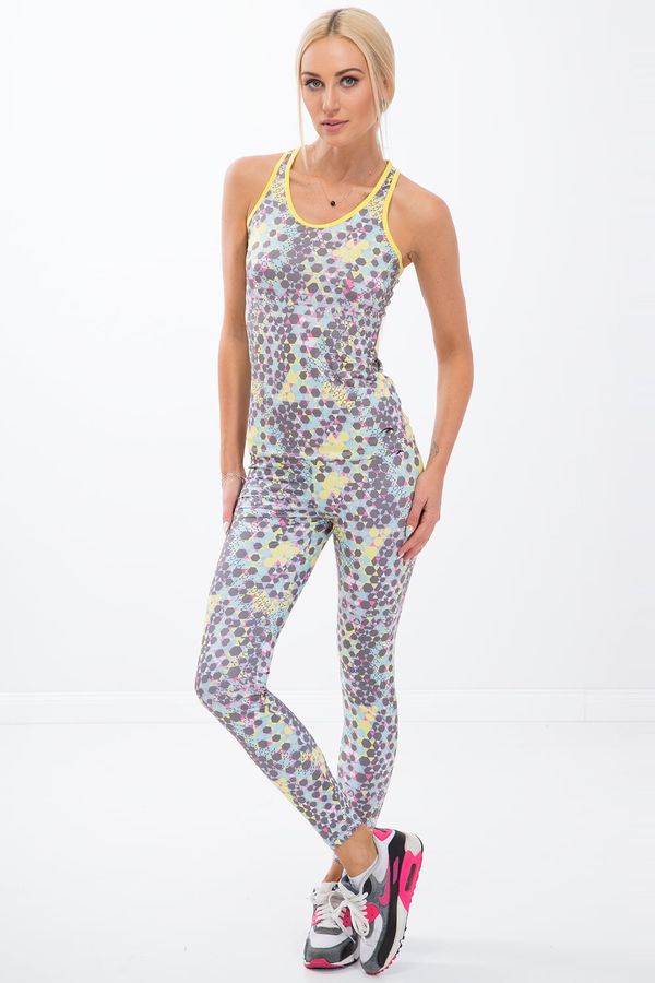 FASARDI Colorful sports leggings in geometric shapes / lemon