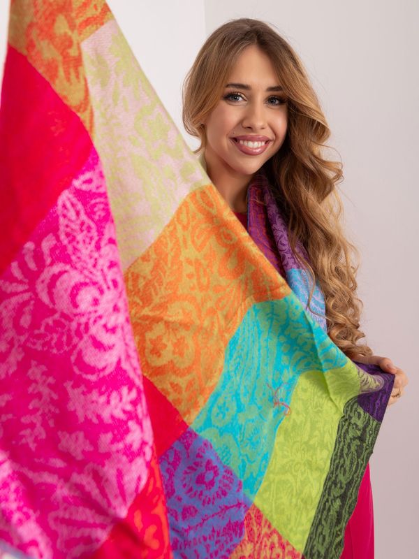 Fashionhunters Colorful viscose scarf with fringe