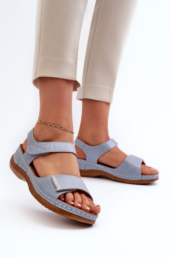 Kesi Comfortable women's Velcro sandals Blue Iphiope