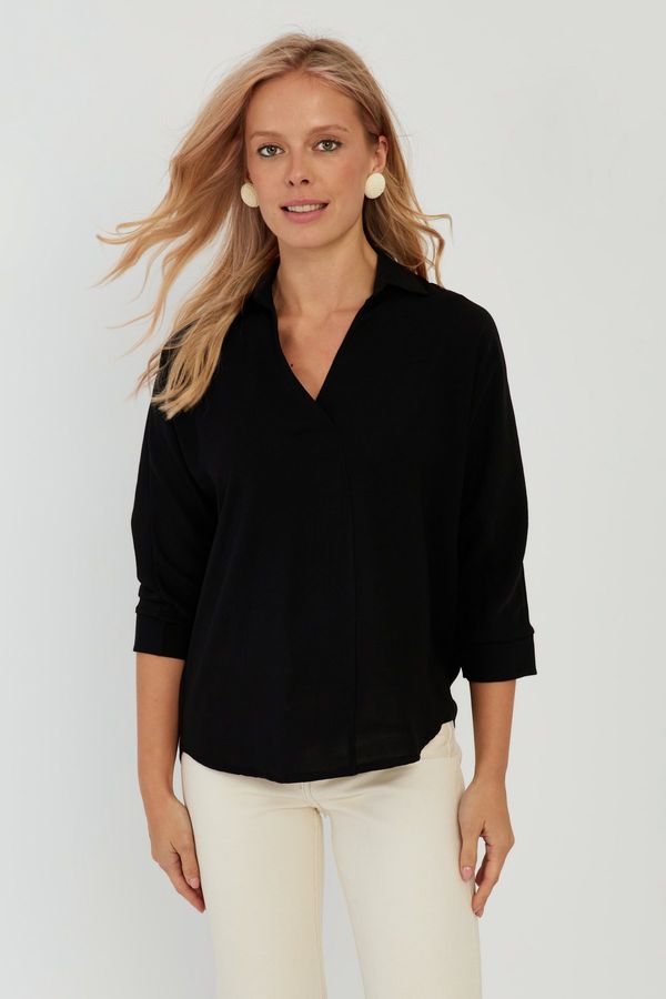 Cool & Sexy Cool & Sexy Women's Black Bat Sleeve Blouse