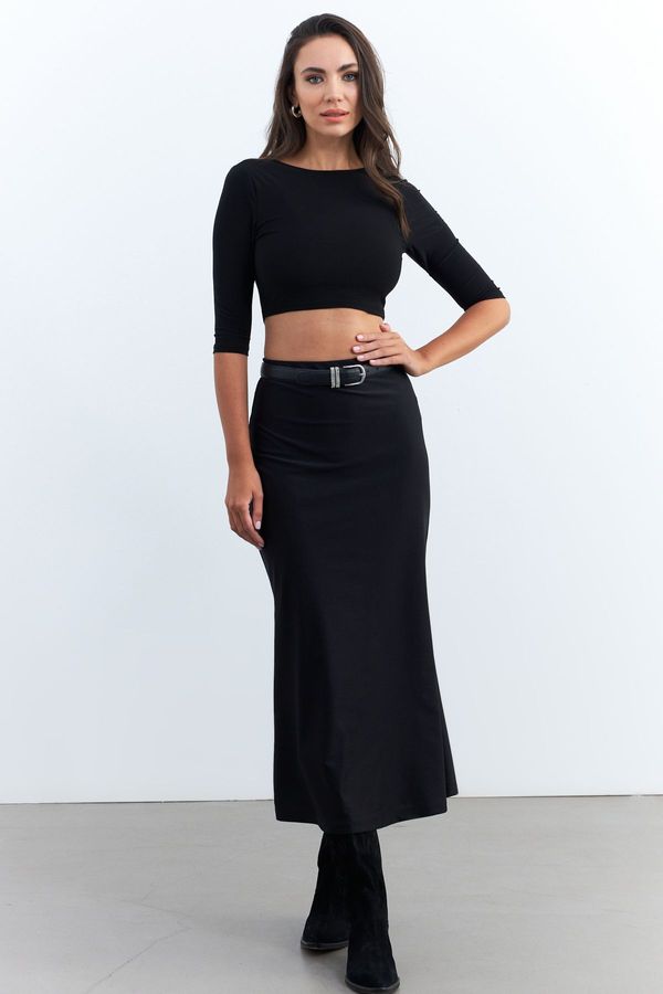 Cool & Sexy Cool & Sexy Women's Black Elastic Waist Skirt