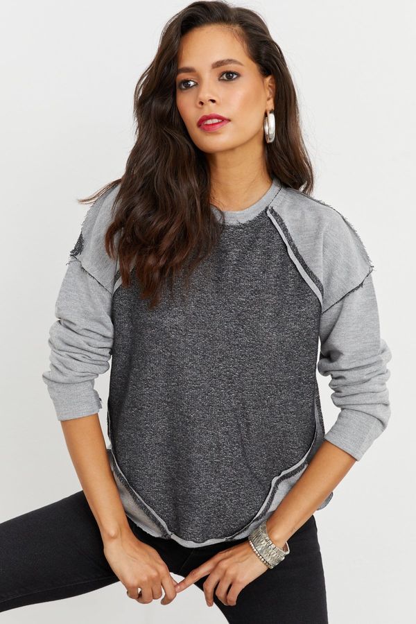 Cool & Sexy Cool & Sexy Women's Gray Block Sweatshirt IZ79