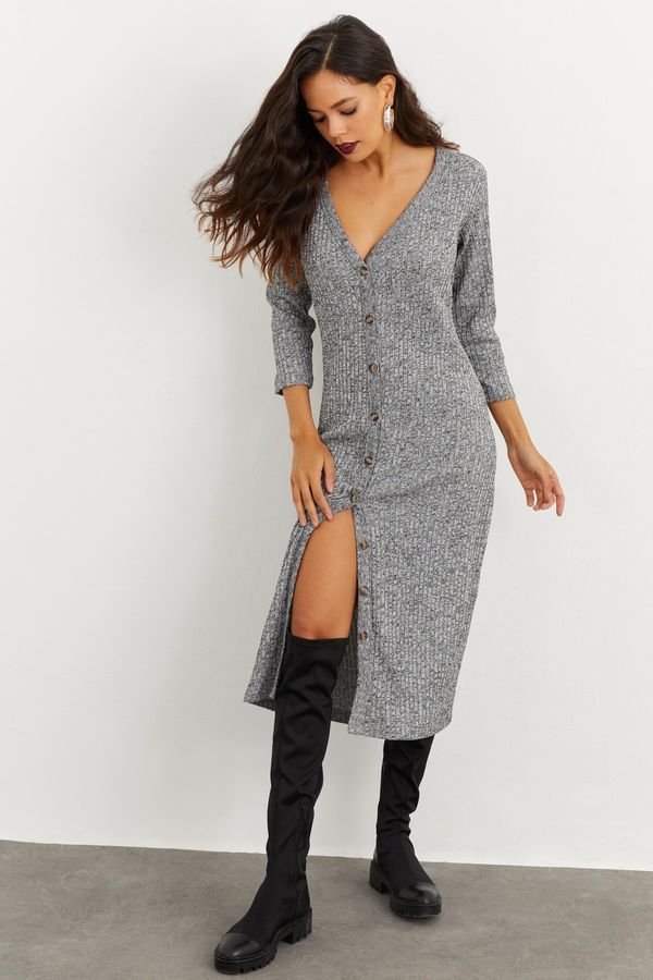 Cool & Sexy Cool & Sexy Women's Gray Buttoned Dress