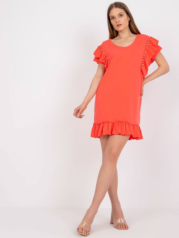 Fashionhunters Coral minidress with ruffles
