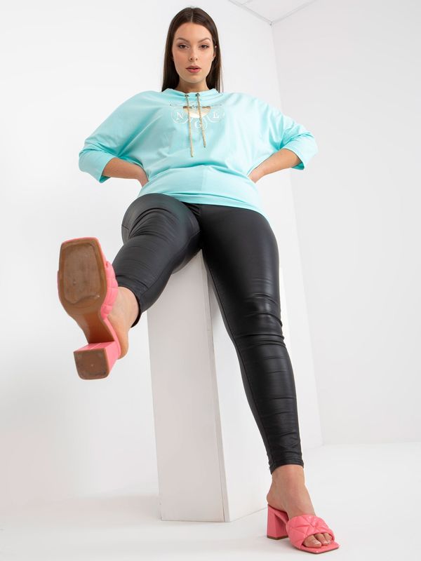 Fashionhunters Cotton blouse Mint plus size with application