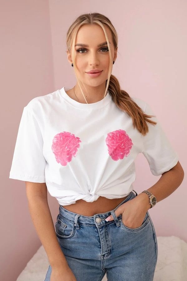 Kesi Cotton blouse with a floral print in white