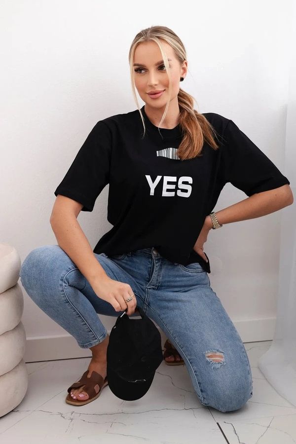 Kesi Cotton blouse with black print Yes/No