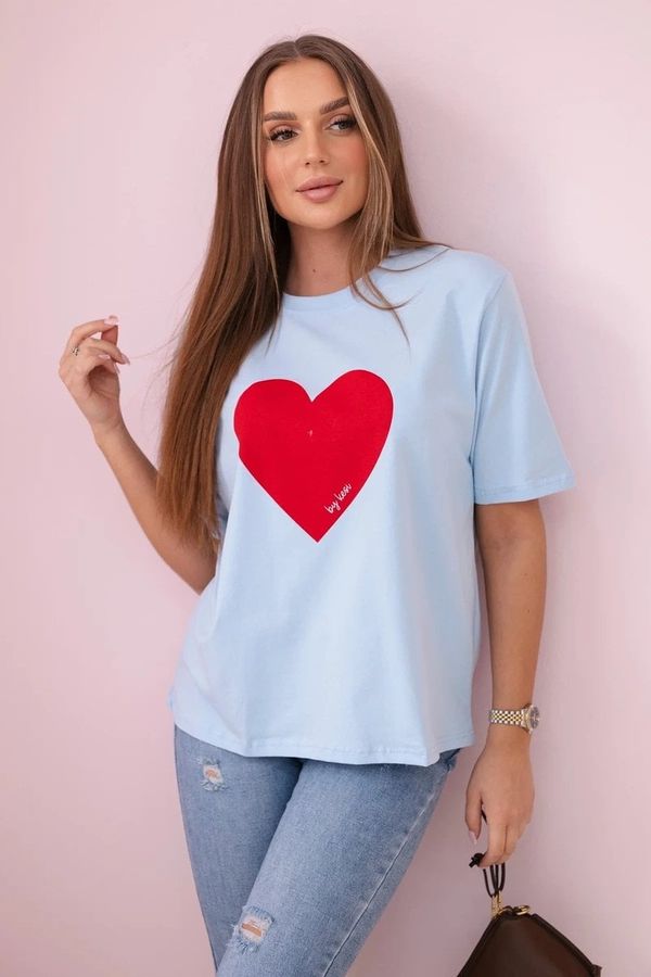 Kesi Cotton blouse with blue heart print