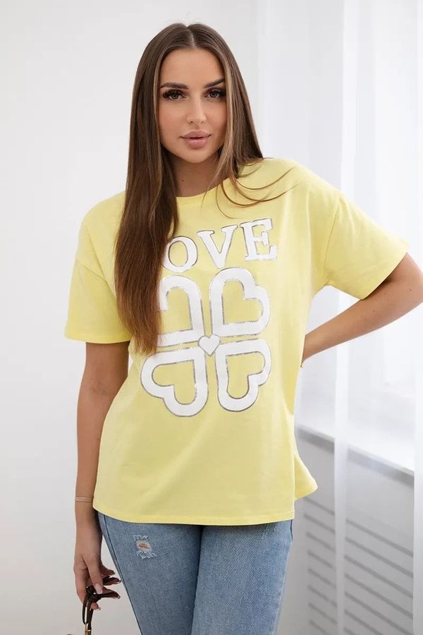 Kesi Cotton blouse with Love Heart print yellow