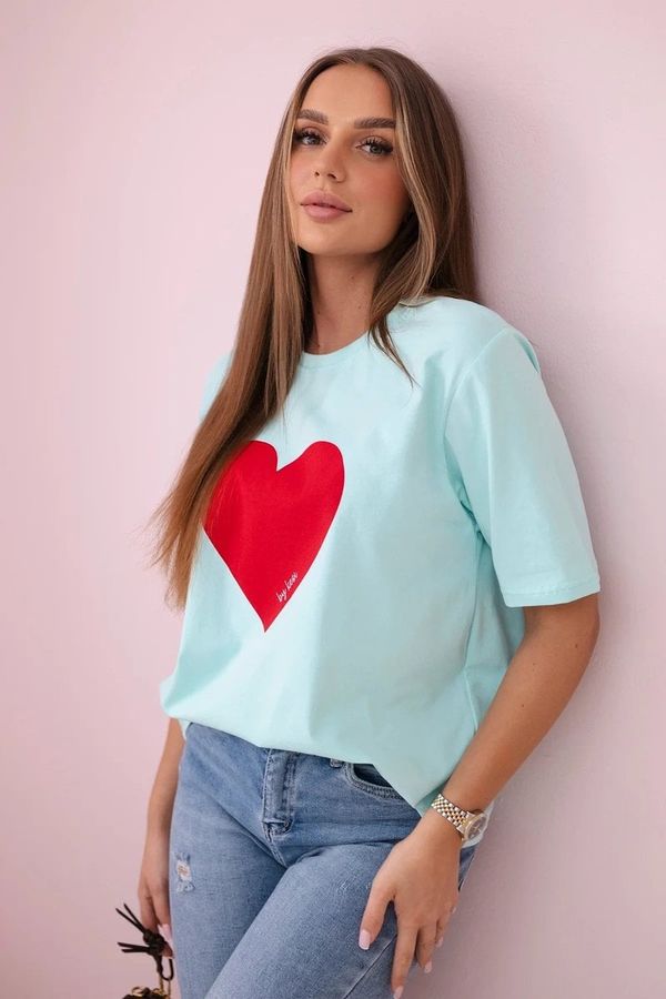 Kesi Cotton blouse with mint heart print